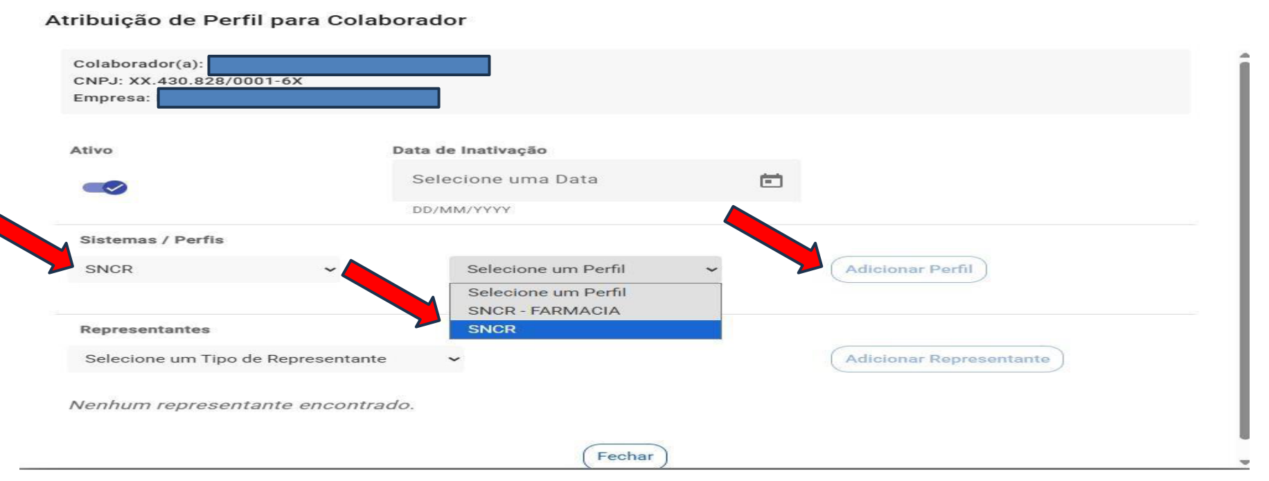 Adição do perfil SNCR